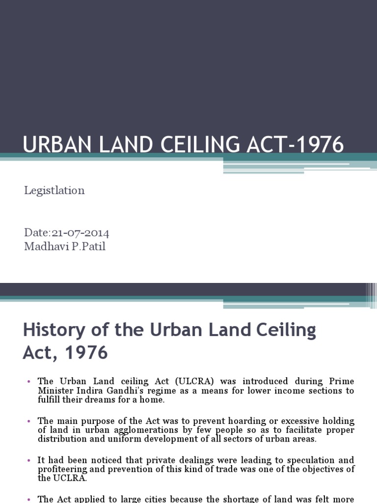 21 7 2014 Urban Land Ceiling Act 1976 Public Law Government