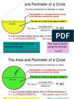 The Area and Perimeter of A Circle: Diameter Nce Circumfere