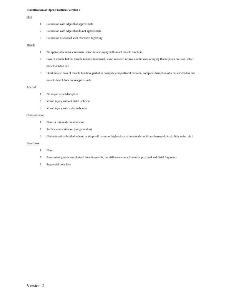 Open Fracture Classification Guide | PDF | Science & Mathematics