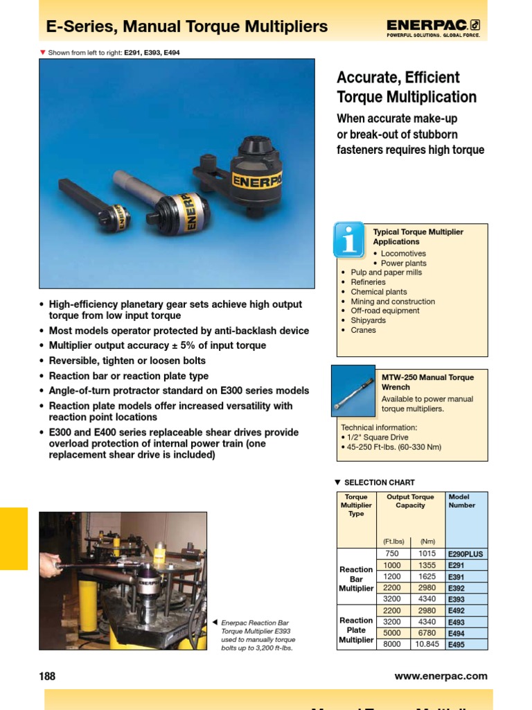 E-Series, Manual Torque Multipliers: Accurate, Efficient Torque ...