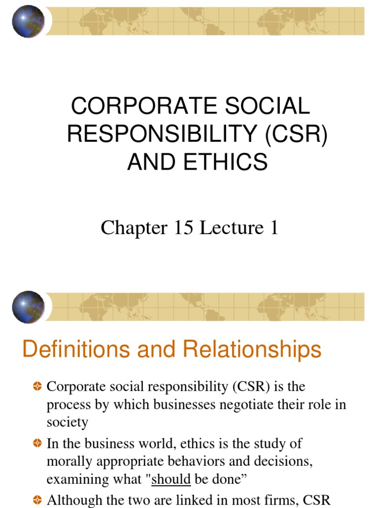 Corporate Social Responsibility and Ethics | PDF | Business