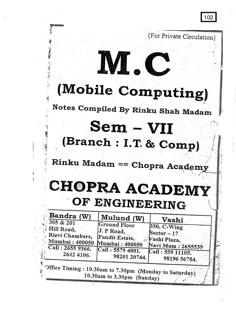 Mobile Computing (SEM - VII) Notes | PDF