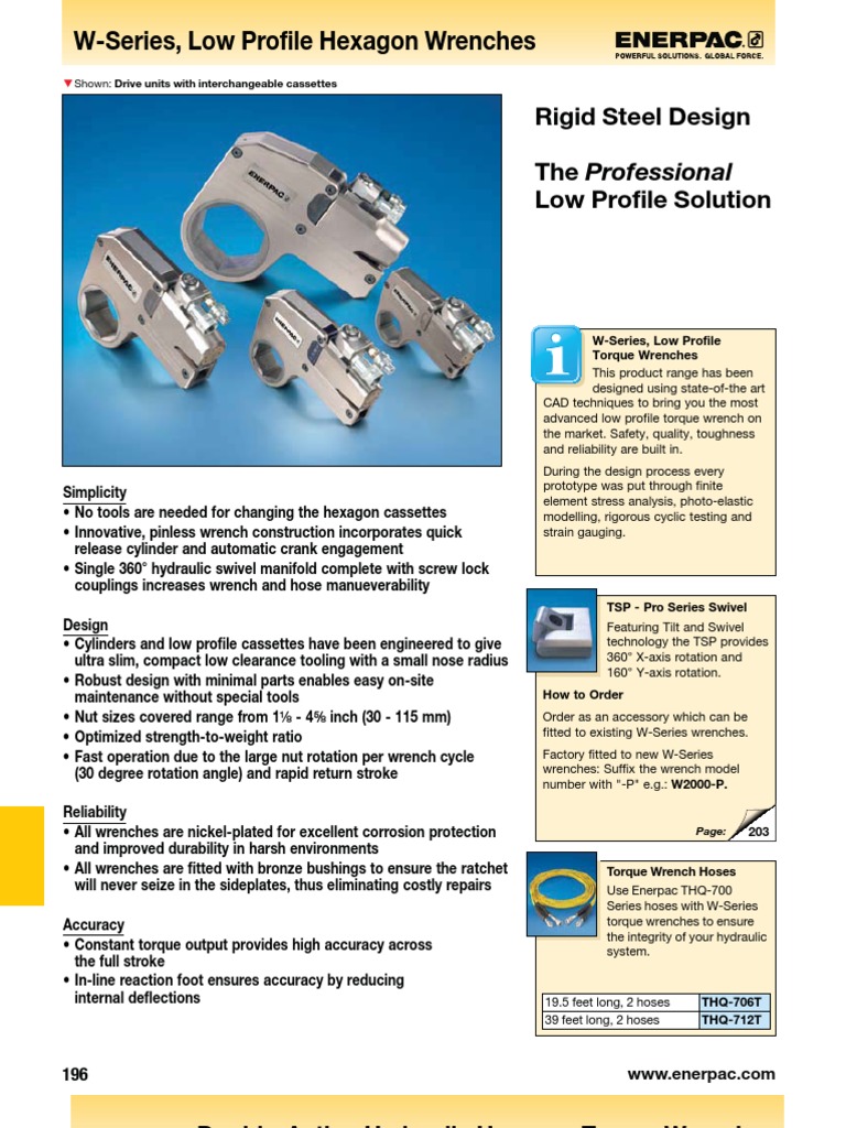 Enerpac W Series Catalog Mechanical Engineering Nature