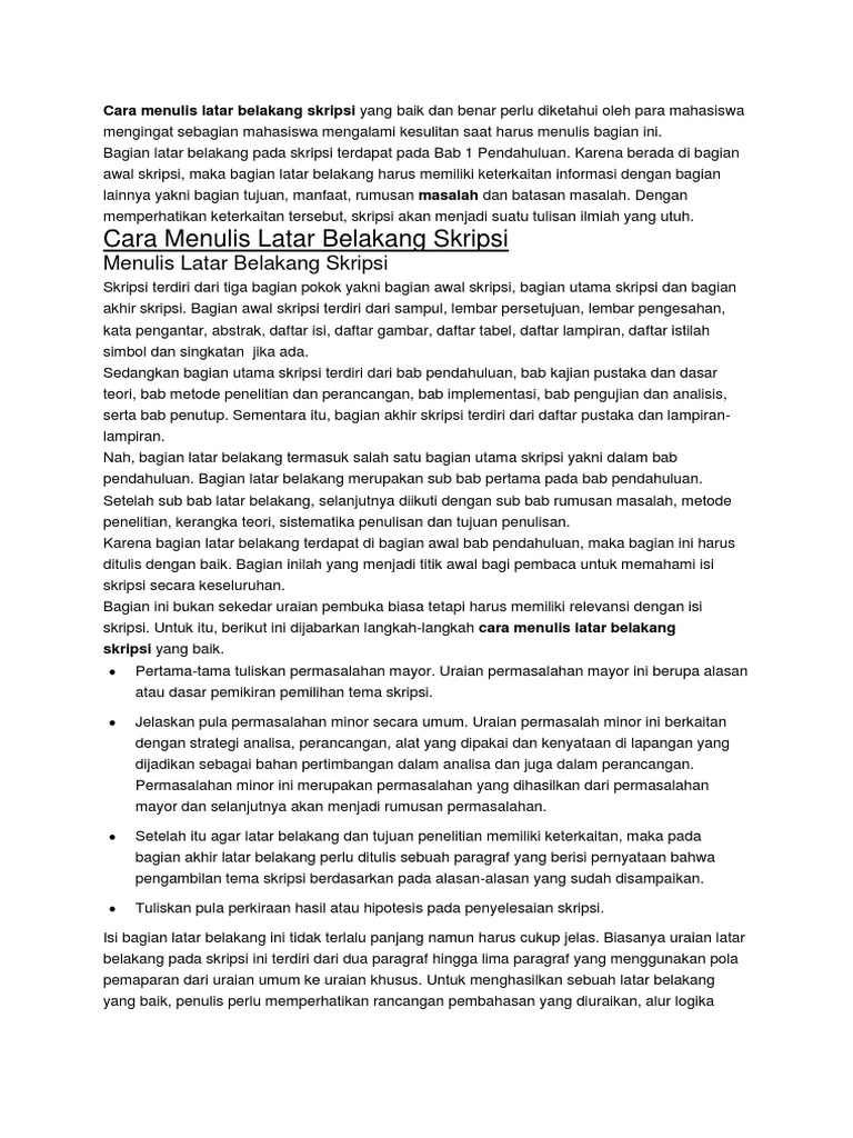 Cara Menulis Latar Belakang Skripsi