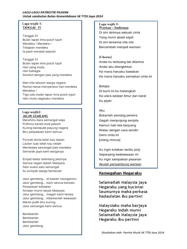 Lirik Lagu Patriotik