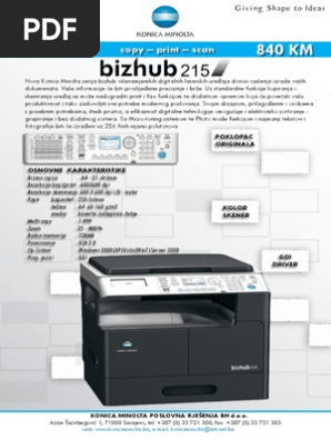 Konica Minolta Bizhub 215 Overview | PDF | Art | Computers