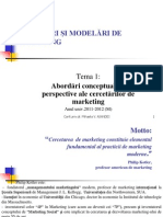 Marketing - Cercetari de Piata - Tema 1 - Abordări Conceptuale Şi Perspective Ale Cercetărilor de Marketing