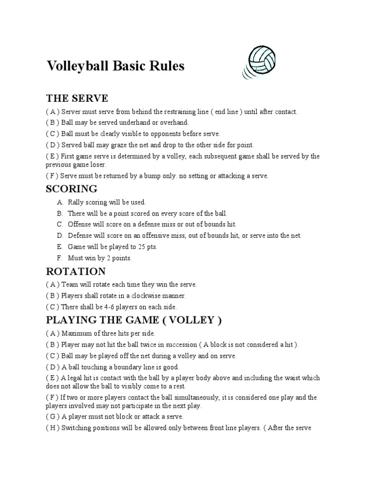 Basic Volleyball Rules