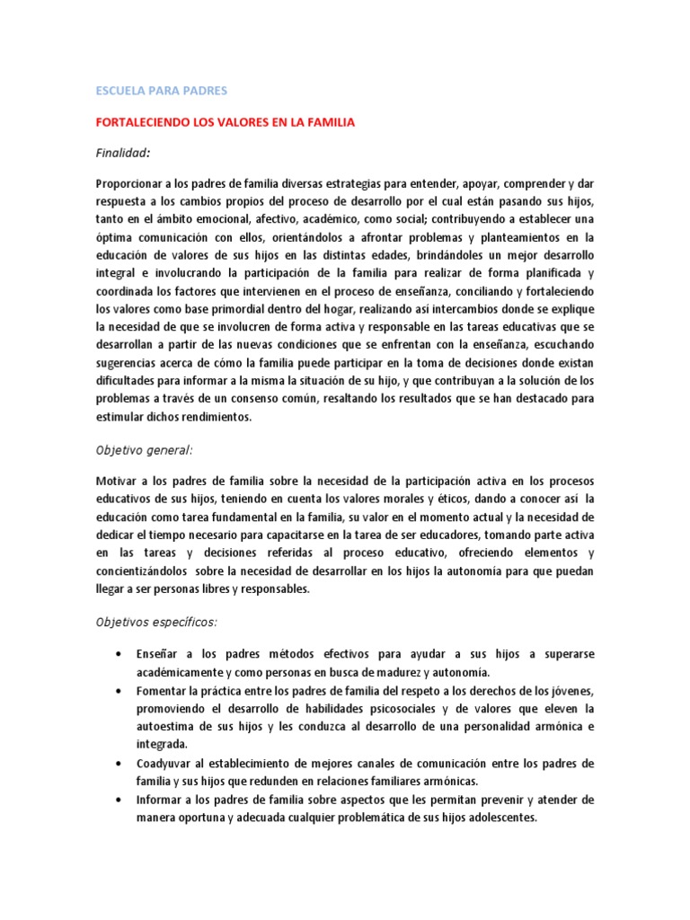 Fortaleciendo Los Valores en La Familia | PDF | Familia | Toma de ...