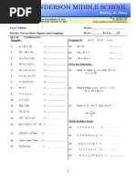 Year 7 Basic Algebra and Graphing Practice Test