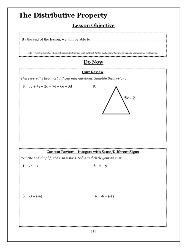 Algebra: Mastering Distributive Property | PDF | Elementary Mathematics ...