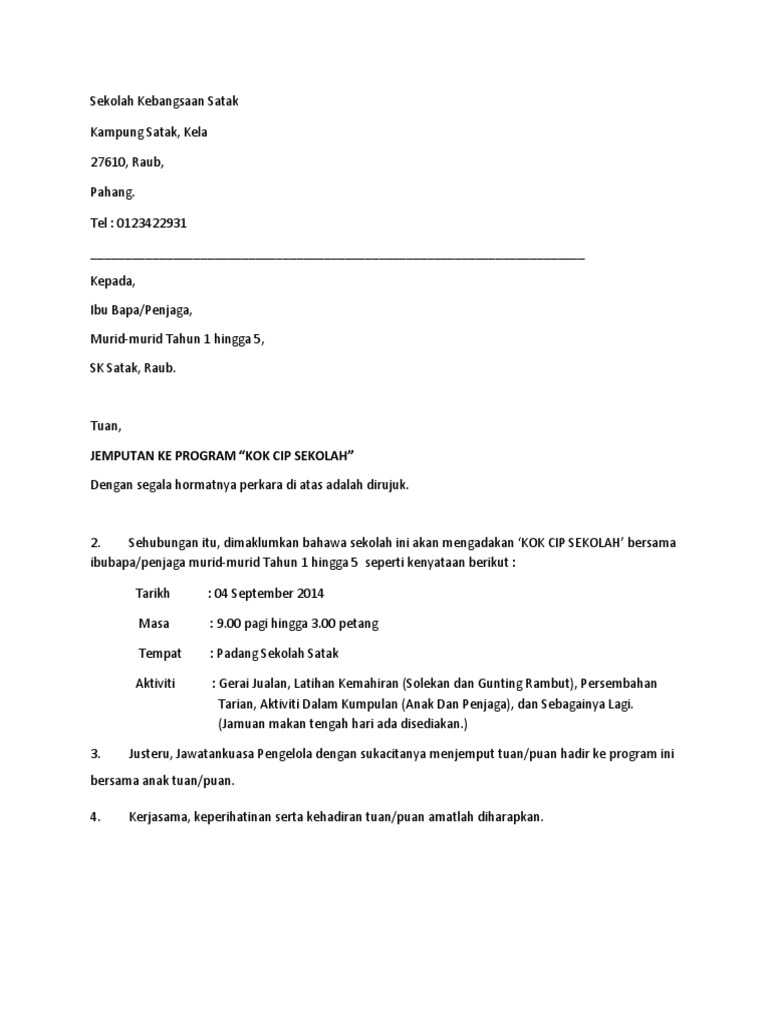 Format Surat Rasmi Untuk Mesyuarat Pemegang Kepentingan