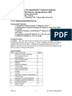 Chemistry 221 Quantitative Chemical Analysis Course Syllabus