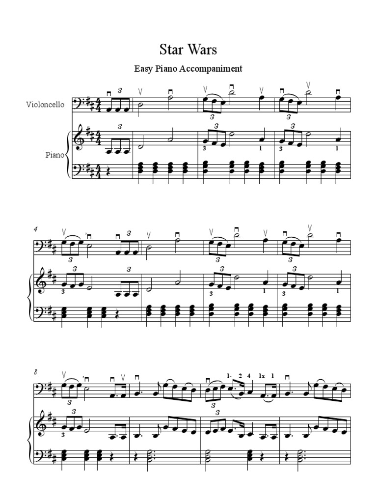 Star Wars Easy Piano Accompaniment