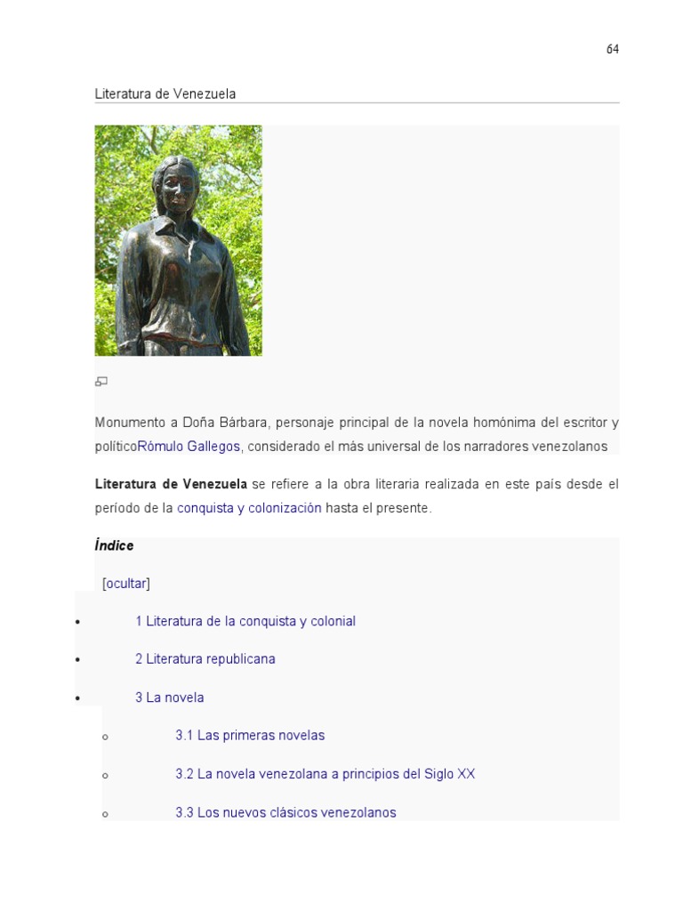 Evolución de la Literatura Venezolana | PDF | Novelas | Cuentos