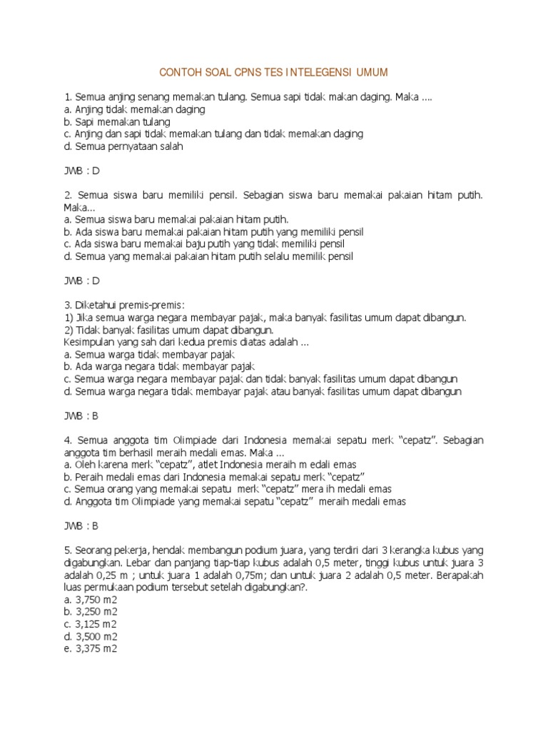 Contoh Soal Cpns Tes Intelegensi Umum Contoh Soal Cpns Tes Intelegensi Umum