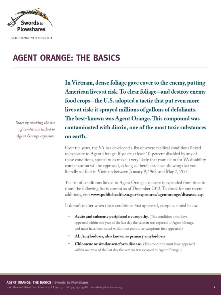 Agent Orange The Basics Start by Checking The List of Conditions Linked To Agent Orange