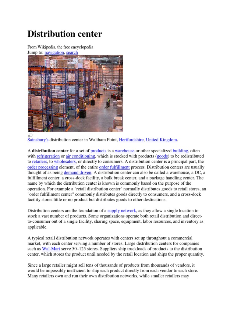 Overview of Distribution Centers | PDF | Supply Chain Management ...