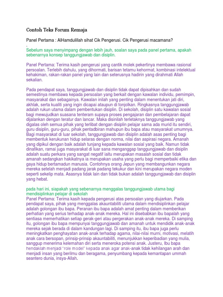 Contoh Teks Forum Remaja