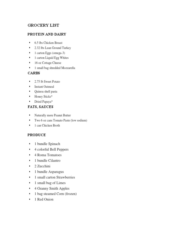 Grocery List for Fit Men Cooking | PDF | Cooking, Food & Wine | Home ...