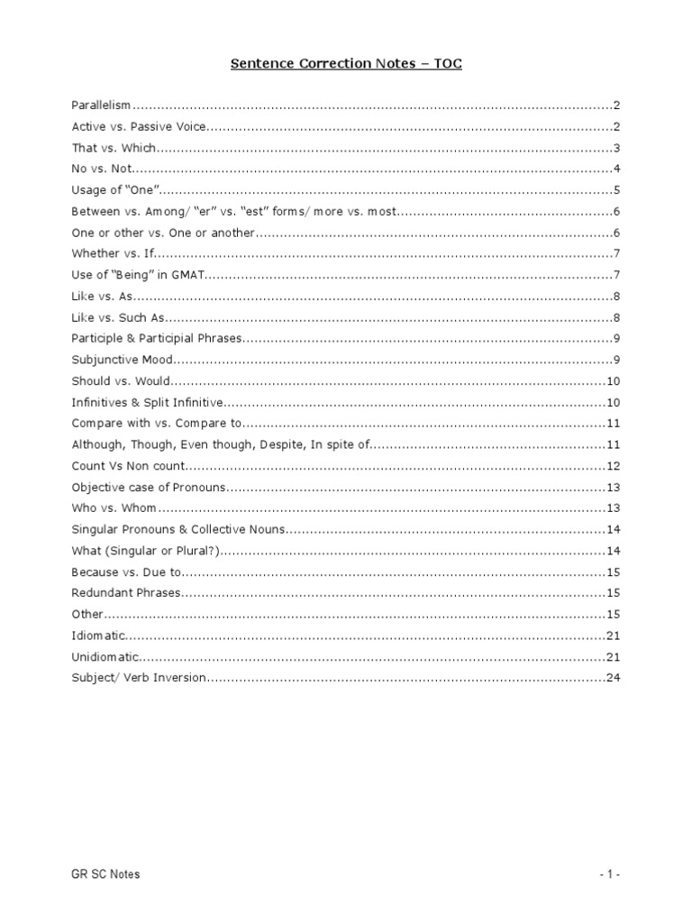 Sentence Correction Guidelines for GMAT | PDF | Grammatical Number | Verb