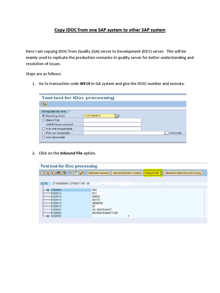 Steps To Copy IDOC From One SAP System To Other SAP System2 | PDF
