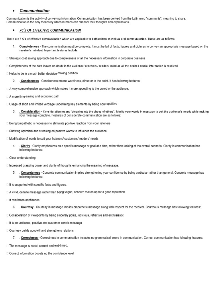 7C'S of Effective Communication | PDF