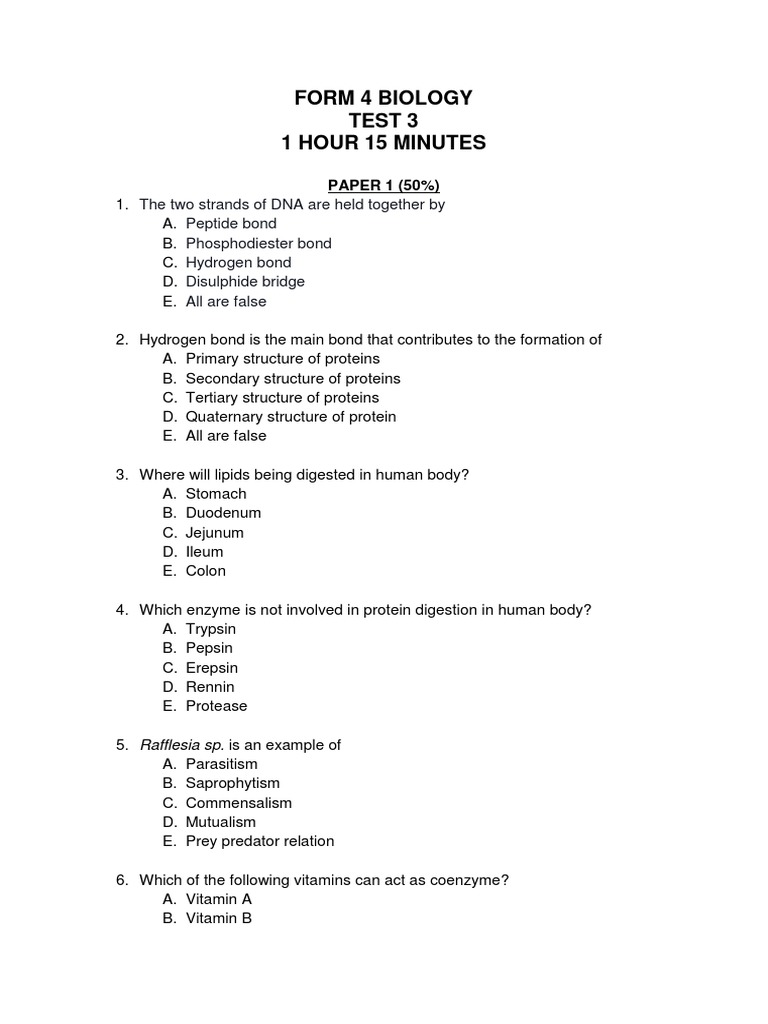 biology form 4 chapter 3 essay question