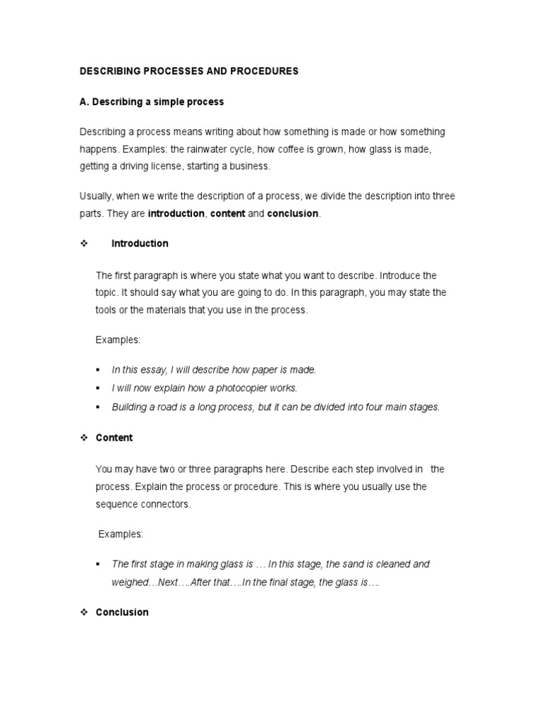 Describing Processes and Procedures A. Describing A Simple Process | PDF