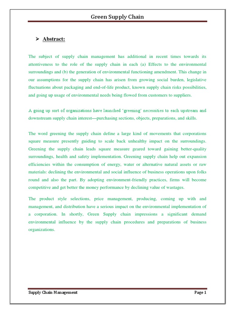 Green Supply Chain Management Insights | PDF | Supply Chain Management ...
