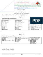 Barem de Corectare Şi Notare: 5 Grade/3 Year of Study