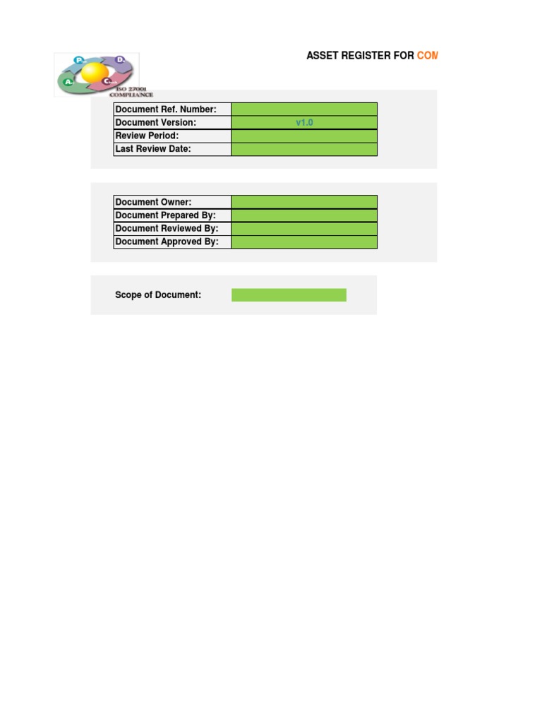 AssetRegister Template | Download Free PDF | Classified Information ...