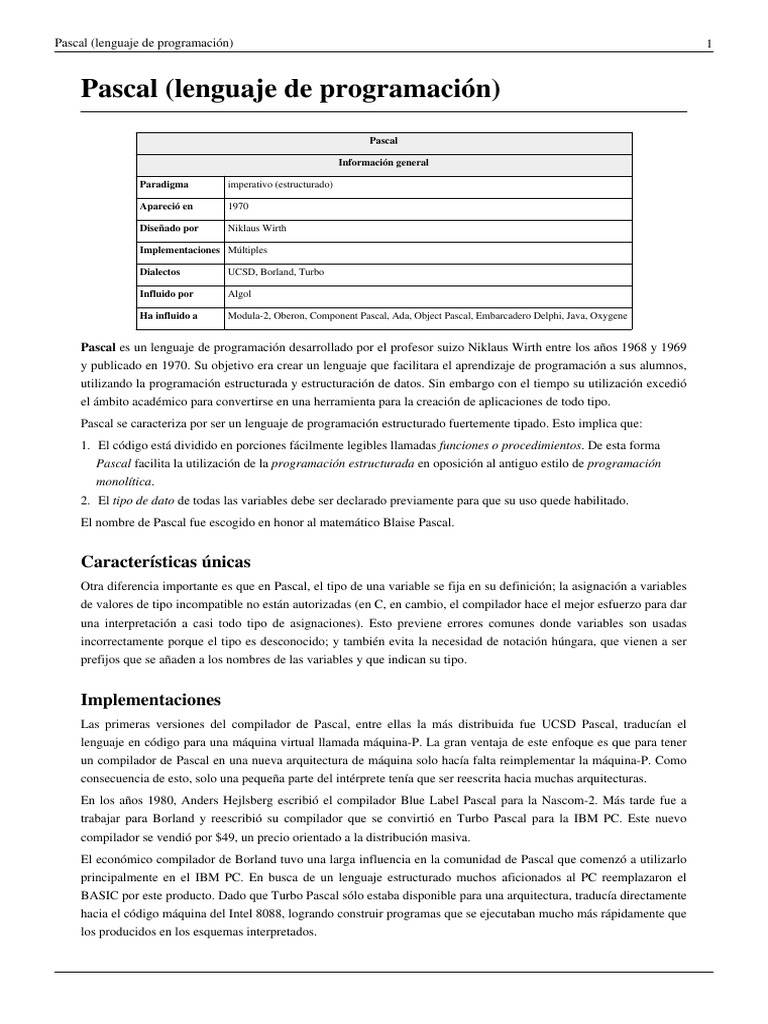 Introduccion A Pascal | PDF | Ingeniería de Sistemas | Herramientas de ...