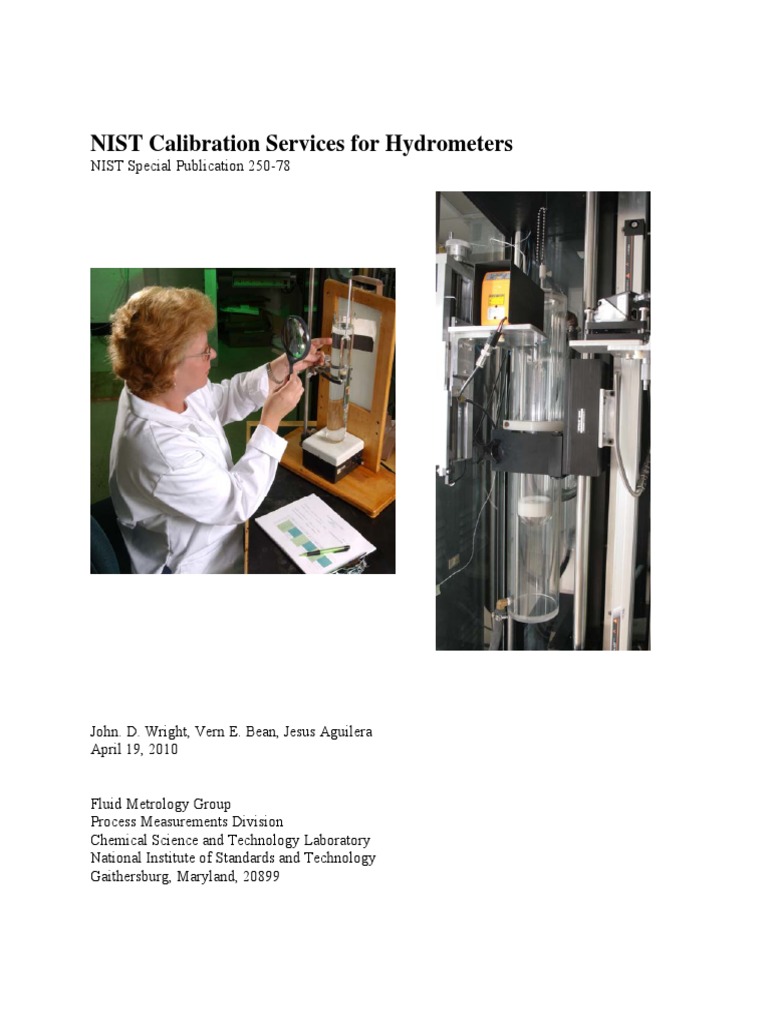 Sp25078 Nist Calibration Services For Hydrometers PDF Density