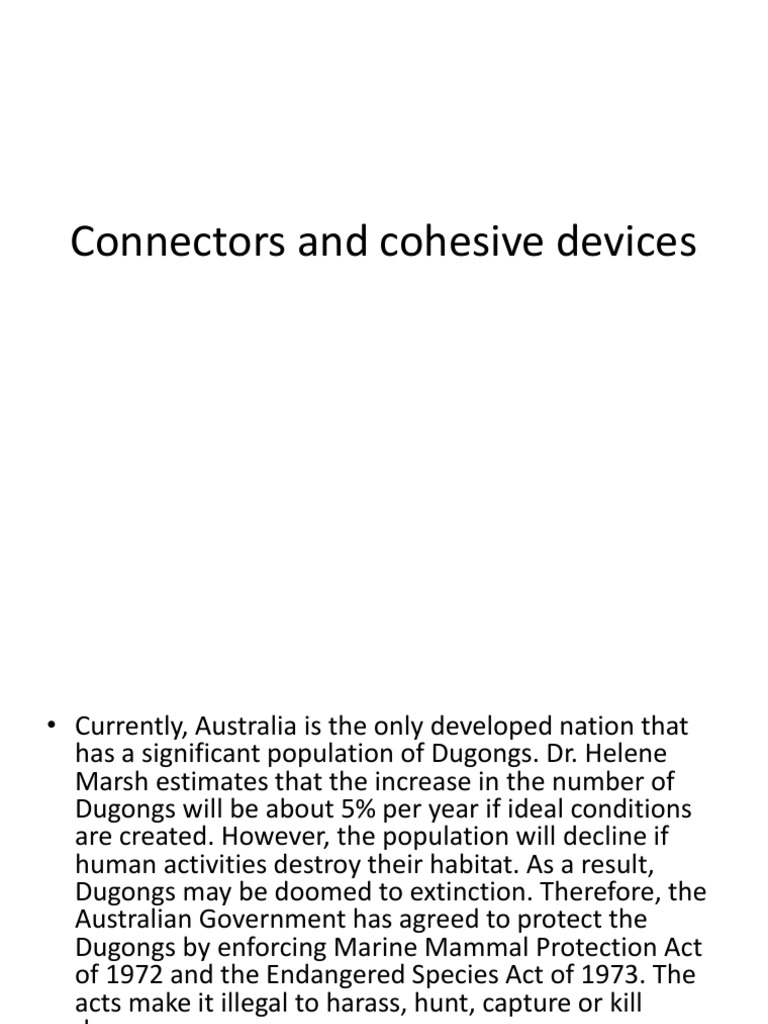 Connectors and Cohesive Devices PDF Endangered Species Act Of 1973