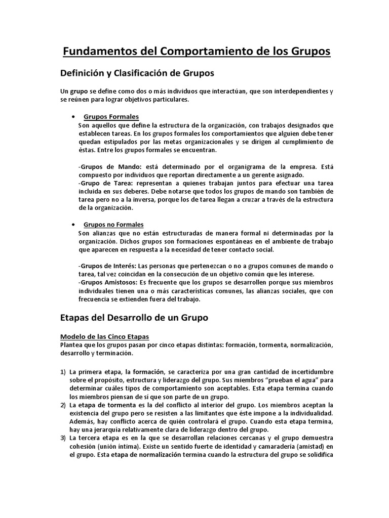 Fundamentos Del Comportamiento de Los Grupos Informe Final | PDF ...
