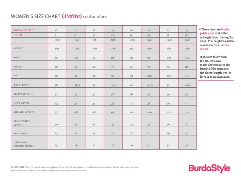 Petite Women's Size Chart Guide | PDF
