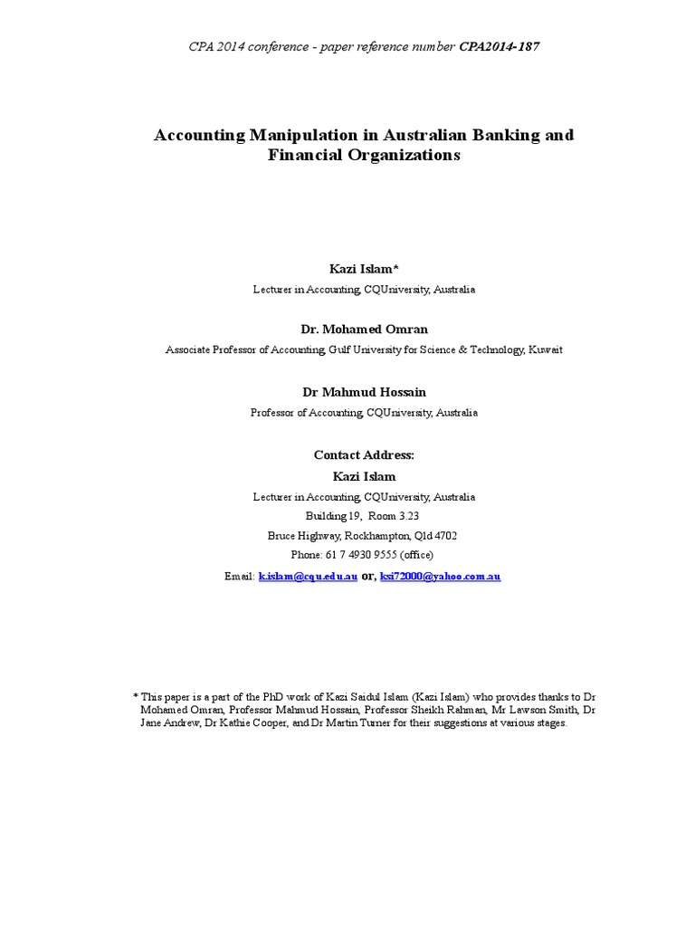 Accounting Manipulation in Australian Finance | PDF | Goodwill ...