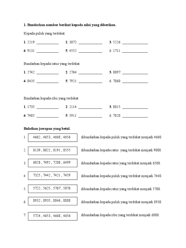 Latihan Matematik Tahun 3