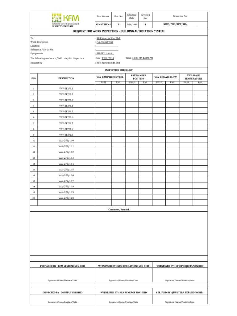 AHU Inspection and Commissioning Checklist | PDF