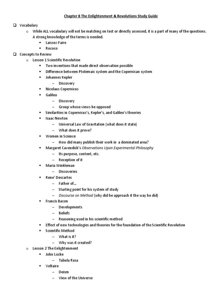 chapter 8 the enlightenment and revolutions study guide | Age Of