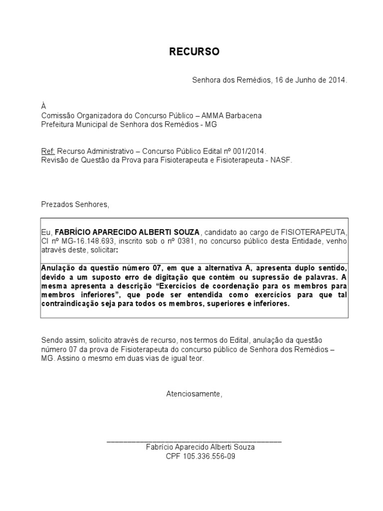 Modelo de Recurso | PDF