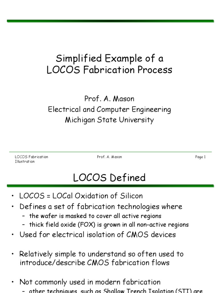 LOCOS Slideshow | PDF | Semiconductor Device Fabrication | Wafer