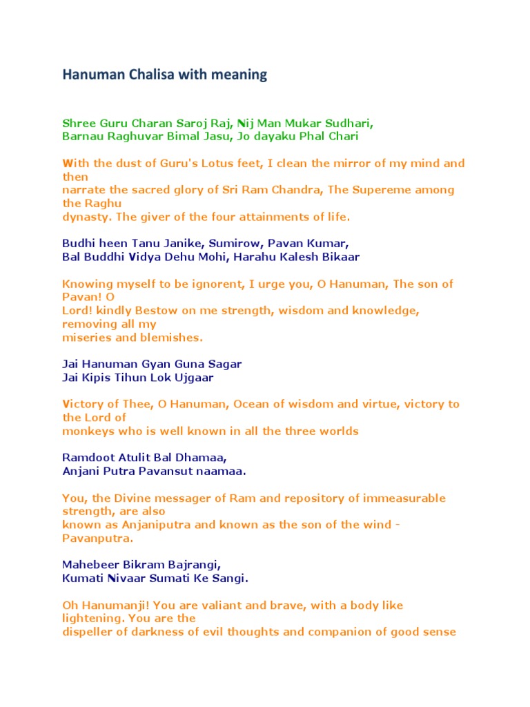 Hanuman Chalisa Meaning hanuman chalisa meaning