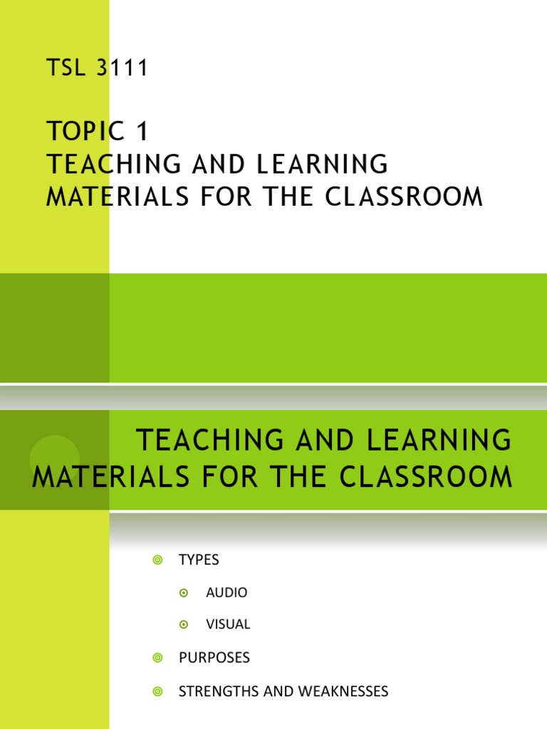 Topic 1Teaching and Learning Materials For The Classroom PDF