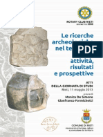 Le Ricerche Archeologiche Nel Territorio Sabino: Attività, Risultati e Prospettive (Atti Della Giornata Di Studi Rieti, 11 Maggio 2013)