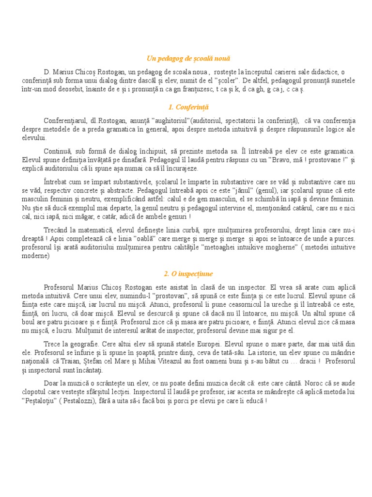 Rezumat Un Pedagog De Scoala Noua Un Pedagog de Scoala Noua | PDF
