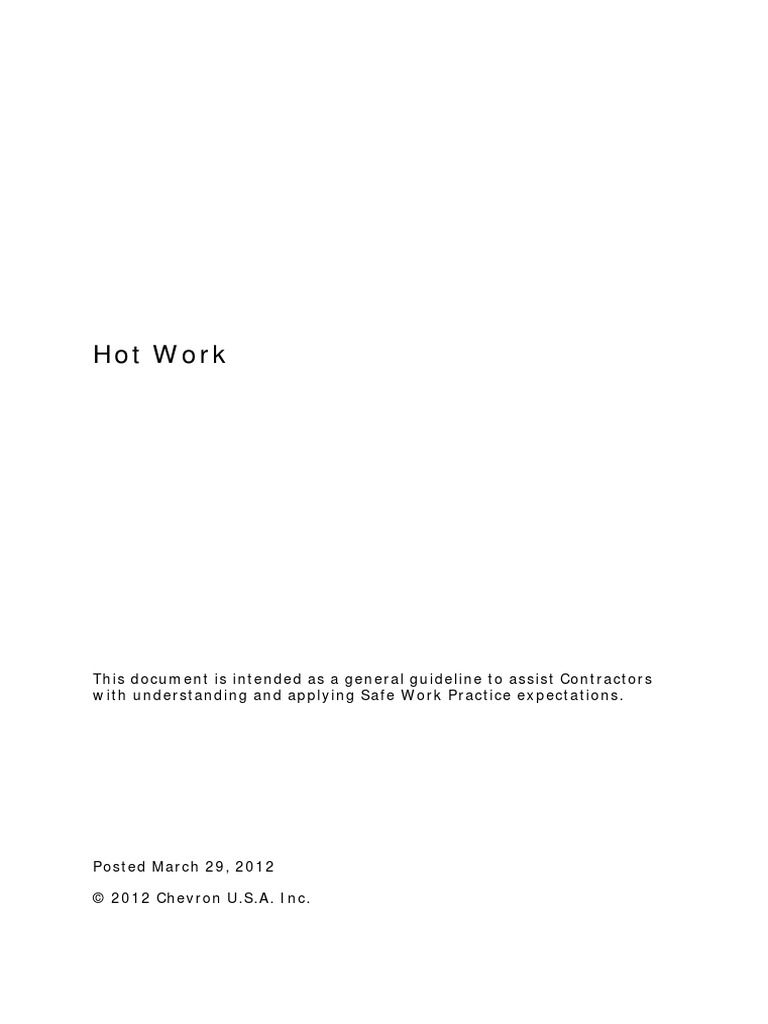 SWP Hot Work Guidelines | PDF | Firefighting | Valve