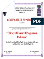 CERTIFICATE OF Appreciation: "Efficacy of Enhanced Programs On Probation"