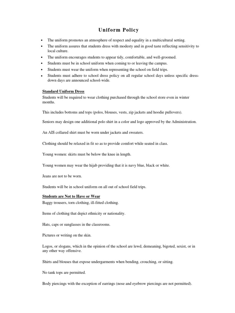 Uniform Policy PDF Sweater Clothing